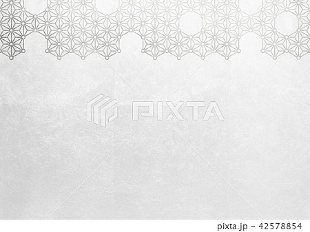 麻の葉丸付　箔　銀白　イメージ（背景素材） 42578854