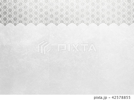 麻の葉丸付　箔　銀白　イメージ（背景素材） 42578855