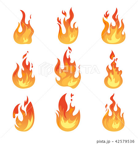 Flaming Fire Or Isolated Flame Icons Lightのイラスト素材