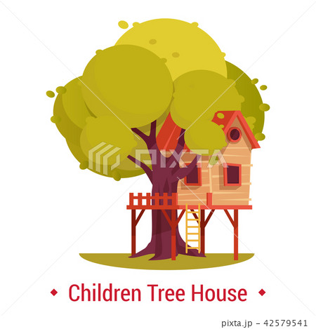 Structure or building on tree for kids. Playhouse or tree-house 42579541