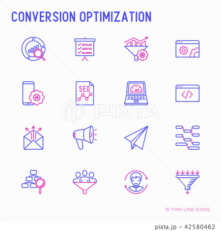 Conversion optimization thin line icons set 42580462
