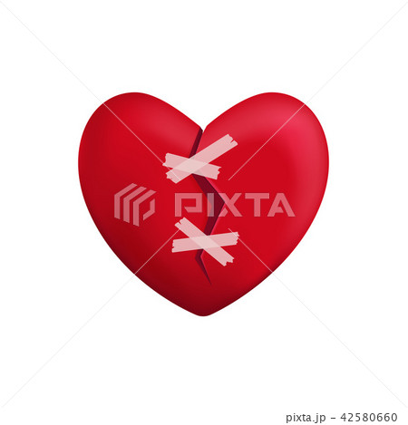 Realistic Detailed 3d Red Broken Heart with...のイラスト素材 [42580660] - PIXTA
