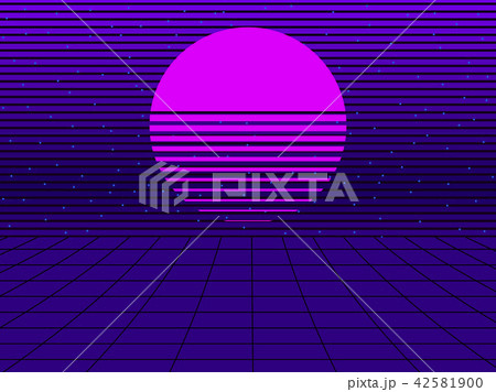 Neon sunset in the style of 80s. Synthwave retro Neon sunset in the style of 80s. Synthwave retro 42581900