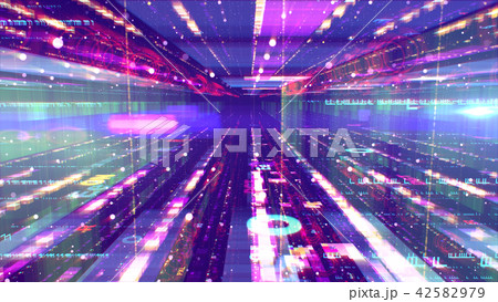 Sparkling time portal with flying spaceships 42582979