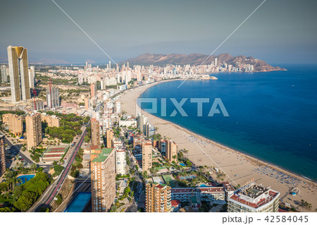 Benidorm levante beach aerial view in alicante  Benidorm levante beach aerial view in alicante  42584045