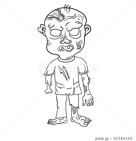 Funny zombie. Page for coloring book. Vector illustration isolated on a white Funny zombie. Page for coloring book. Vector illustration isolated on a white 42584102