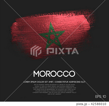 Morocco Flag Made of Glitter Sparkle Brush Paint