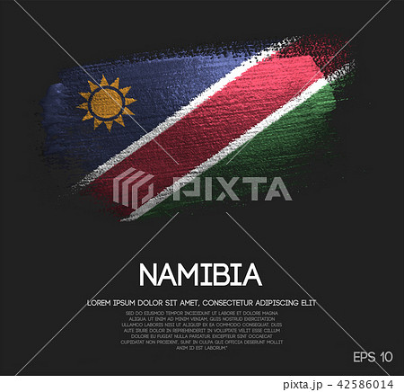 Namibia Flag Made of Glitter Sparkle Brush Paint 42586014