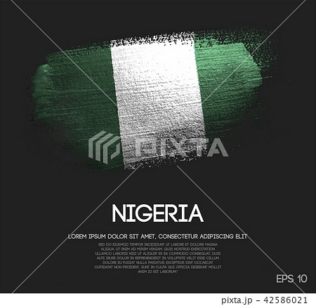 Nigeria Flag Made of Glitter Sparkle Brush Paint 42586021