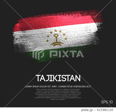 Tajikistan Flag Made of Glitter Brush Paint 42586110