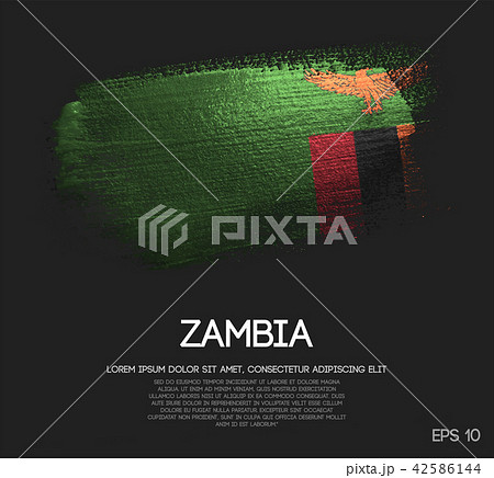Zambia Flag Made of Glitter Sparkle Brush Paint 42586144