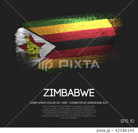 Zimbabwe Flag Made of Glitter Sparkle Brush Paint 42586145