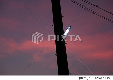 田んぼの夕焼け 42587139