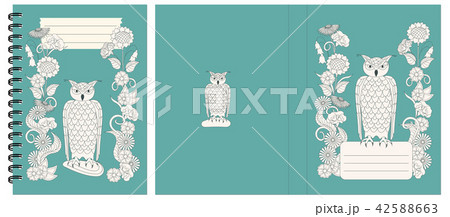 Design notebook with owl and flowers 42588663