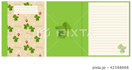 Design notebook with strawberry boho pattern 42588668