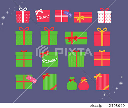 クリスマス向けのかわいいプレゼントボックスのイラストのイラスト素材 42593040 Pixta