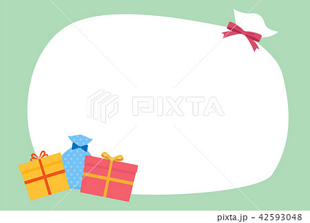 クリスマス向けのかわいいプレゼントのシンプルなメッセージカードのイラストのイラスト素材 42593048 Pixta