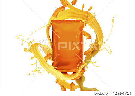 Blank orange foil bag with snack Blank orange foil bag with snack 42594714