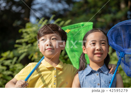 子供 少女 捕虫網 42595279