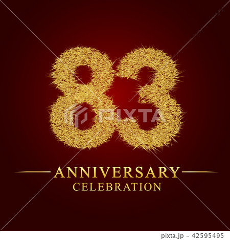 83 years anniversary logo nest and fuzz gold foil. 42595495