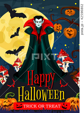 Halloween night celebration banner with vampire Halloween night celebration banner with vampire 42596802