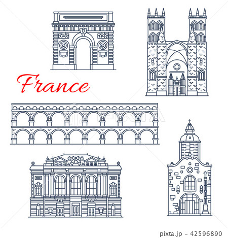 Vector Montpellier architecture icons in France 42596890