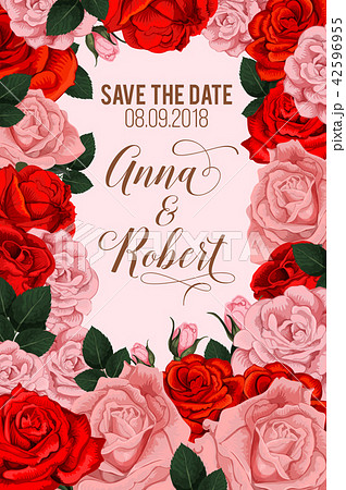 Rose flowers for Save the Date vector card 42596955