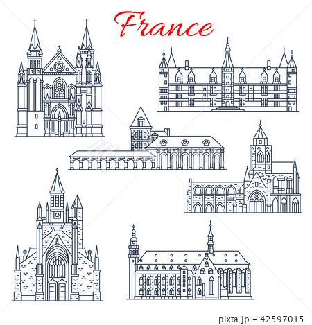 France Nievre, Guerande vector architecture icons France Nievre, Guerande vector architecture icons 42597015
