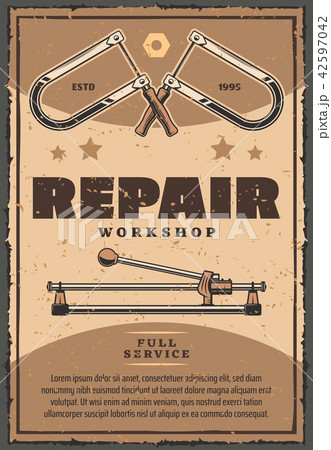 Vector retro poster of repair work tools 42597042