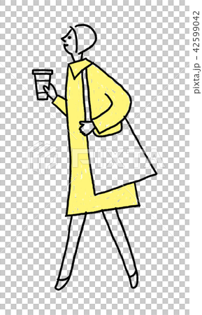 Walking female hand-drawn wind 42599042