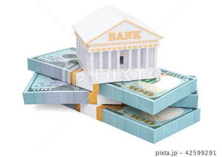 Banking concept with dollar packs, 3D rendering Banking concept with dollar packs, 3D rendering 42599291