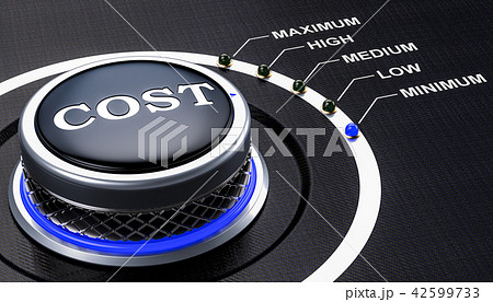 Lowest level of cost concept, knob. 3D rendering Lowest level of cost concept, knob. 3D rendering 42599733