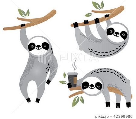 Cute Vector Sloth Bear Animal Setのイラスト素材