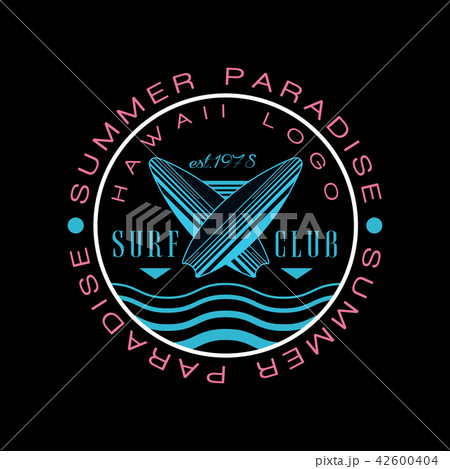 Summer paradise Hawaii logo, surf club est 1978, creative badge can be used for surf club, shop, t 42600404