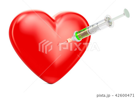 Red heart with syringe concept, 3D rendering 42600471