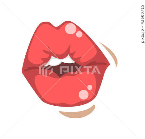 Beautiful glossy plump female lips, emotional mouth of young woman vector Illustration on a white Beautiful glossy plump female lips, emotional mouth of young woman vector Illustration on a white 42600715