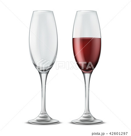 Wine glasses, empty and full of red wine 42601297