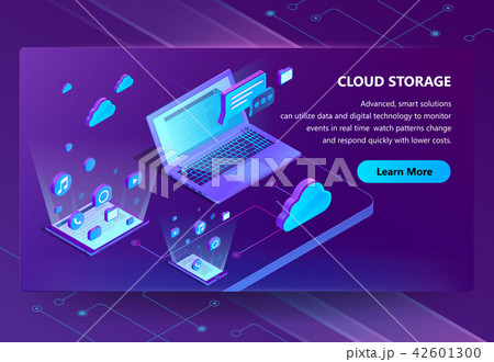 Cloud storage vector isometric concept background Cloud storage vector isometric concept background 42601300