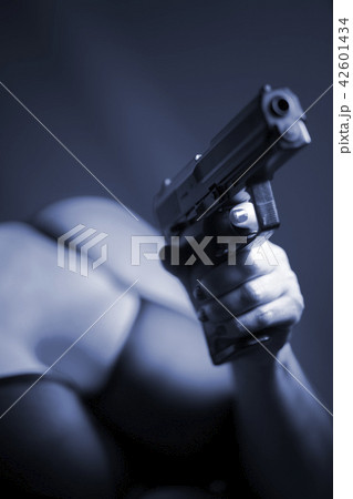 Busty lady killer gun stock image. Image of pistol, attractive - 134537219