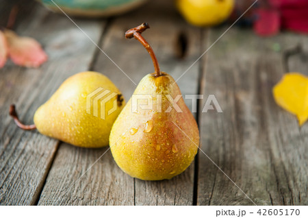Autumn harvest concept -a couple of Fresh pears Autumn harvest concept -a couple of Fresh pears 42605170
