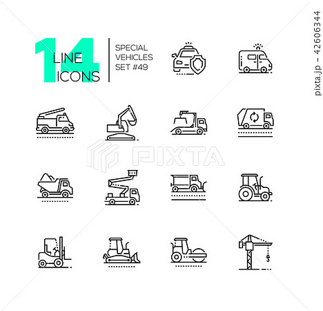 Special vehicles - line design icons set 42606344