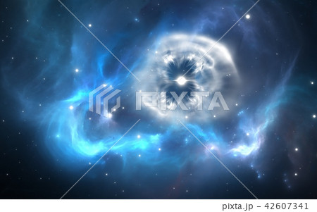 Supernova explosion with nebula in the background 42607341