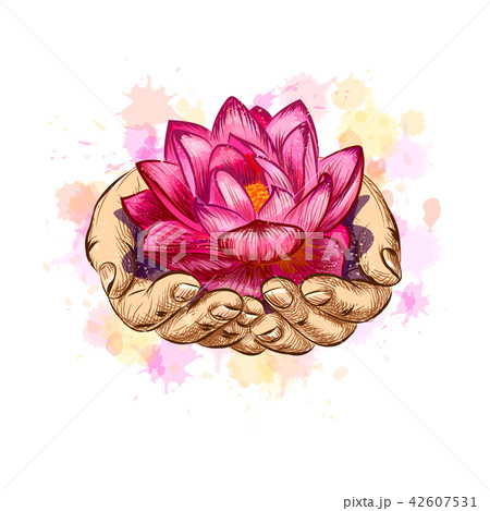 Woman holding a lotus flower Woman holding a lotus flower 42607531