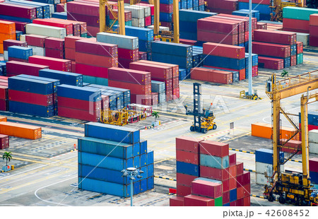 Freight containers in commercial port Freight containers in commercial port 42608452