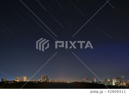 Star tracks over night Kiev cityscape Star tracks over night Kiev cityscape 42609311
