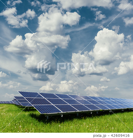 Solar panel on blue sky background Solar panel on blue sky background 42609416