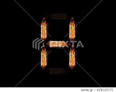 English alphabet H made of light bulb spires English alphabet H made of light bulb spires 42610575