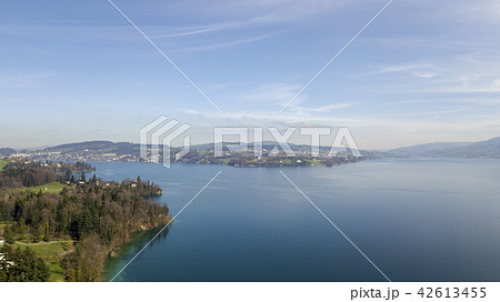 【空撮写真】スイス、ルツェルン湖　上空から見る景色 42613455