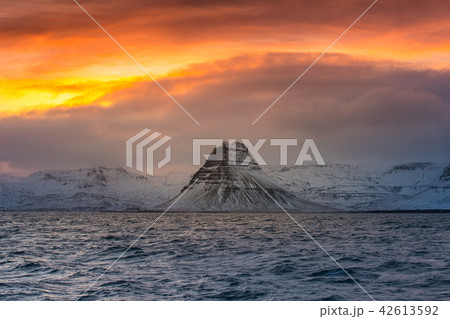 Sunset and Kirkjufell Mountain Sunset and Kirkjufell Mountain 42613592