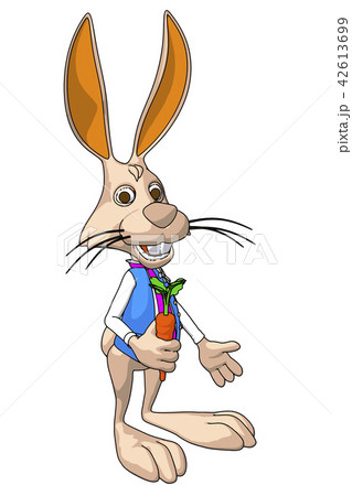 Vector cartoon illustration rabbit with carrot isolated on white background Vector cartoon illustration rabbit with carrot isolated on white background 42613699